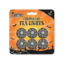 Black Cobweb LED Tealights - Pack of 6