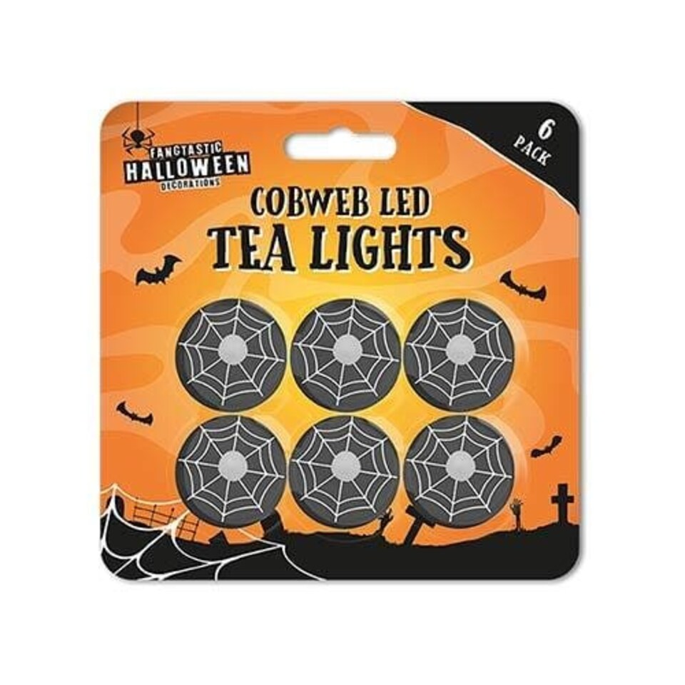 Black Cobweb LED Tealights - Pack of 6