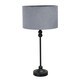 image 4 of ValueLights Maggie Black Candlestick Table Lamp Grey Velvet Shade | Black