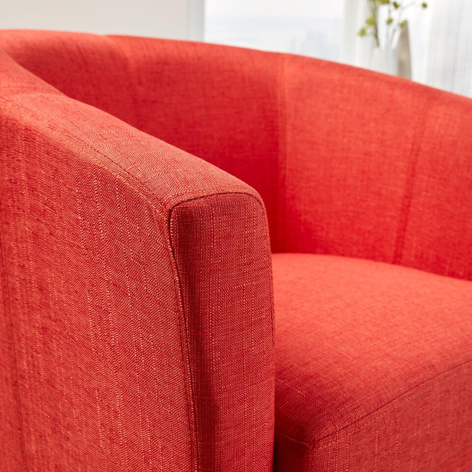 image 1 of Fabric Tub Chair Colour Range Wooden Legs Armchair Living Room Modern Office | Orange
