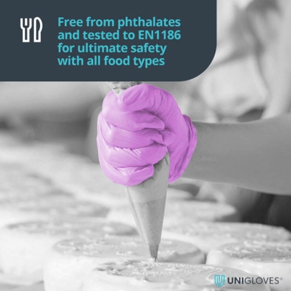 image 1 of Unigloves Violet Pearl Box of 100 Nitrile Gloves