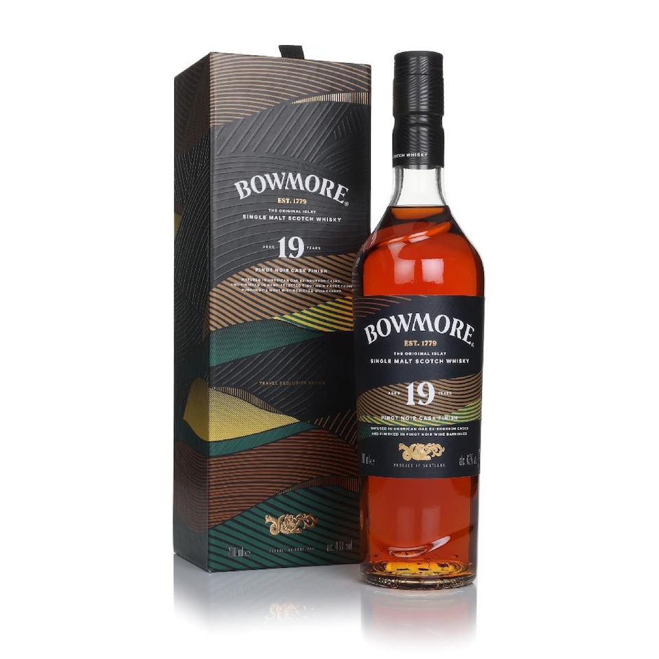 image 1 of Bowmore - Pinot Noir Cask Finish Single Malt Scotch 19 year old Whisky | Multi | New | Vibrant red fruit notes, crisp green apple, subtle buttery richness, gentle maritime smoke | 1