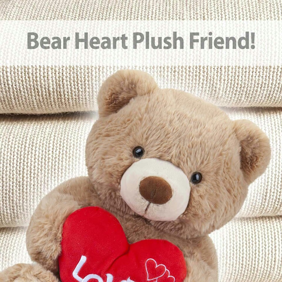 image 1 of Bear Soft Toy Brown 34cm Sitting Bear Plush With Red Love Heart Cuddly Toy