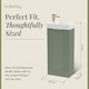 image 5 of Green 400mm Floor Standing Vanity Unit with Brushed Brass Handle | Green | Satin Green | 1