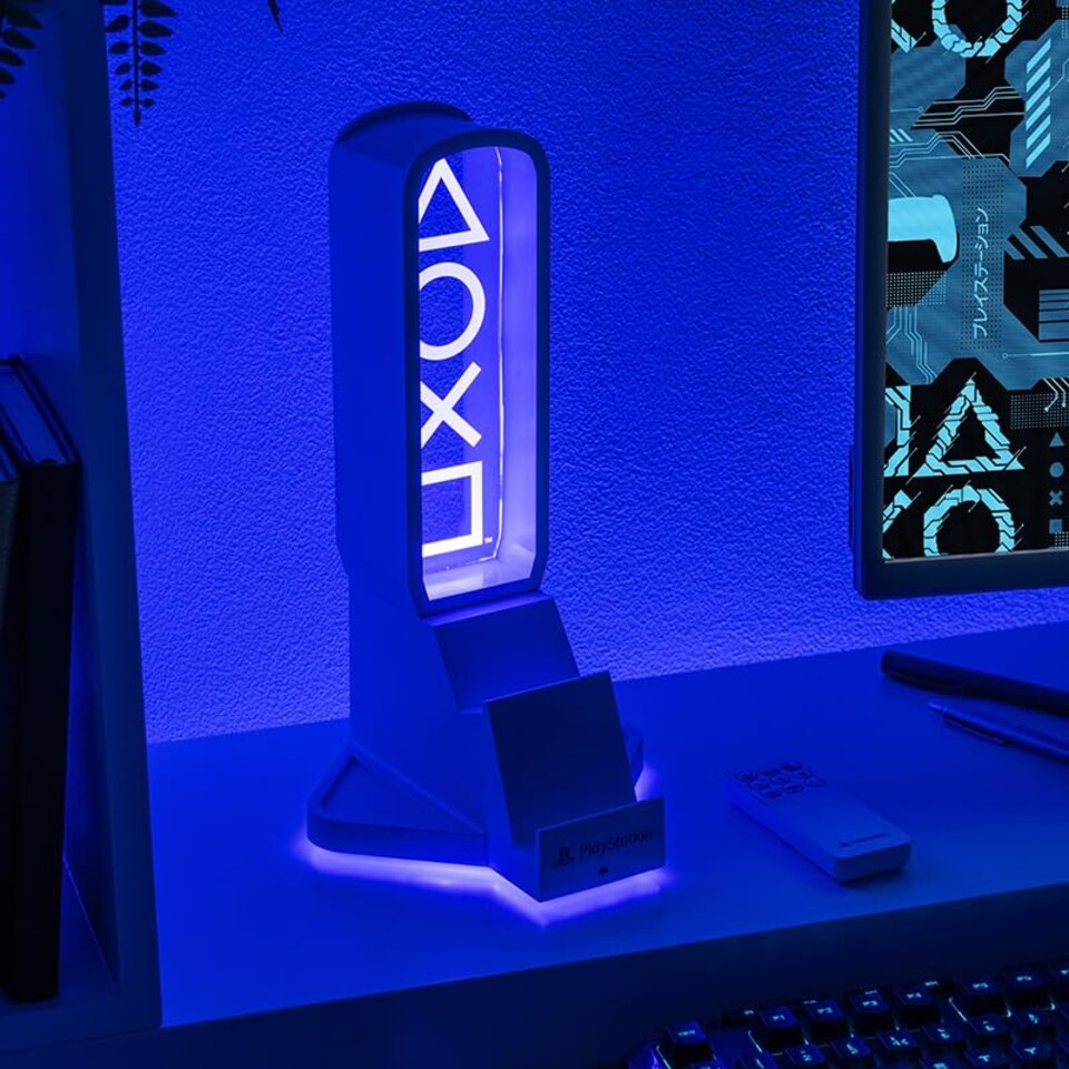 image 1 of PlayStation 3 in 1 Headphone Stand & Charging Station, Officially Licensed RGB Gaming Accessory, Paladone