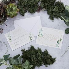 Geometric Greenery Rsvp Cards & Envelopes - Pack of 25