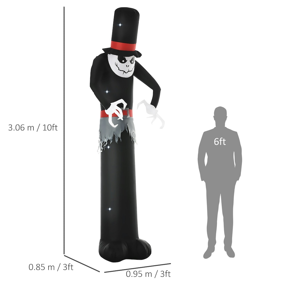 image 1 of Outsunny 10' Inflatable Halloween Ghost Outdoor Decoration Waterproof LED Light