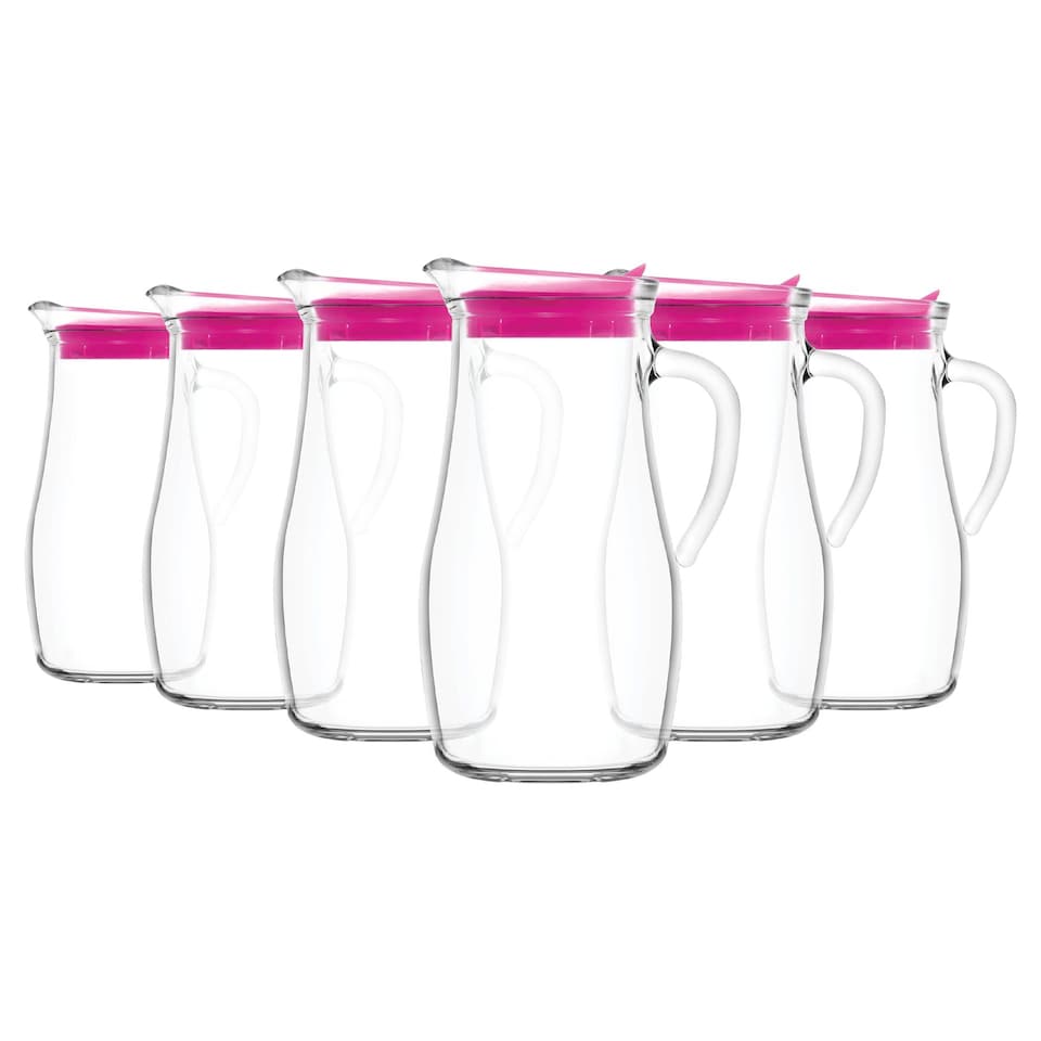 image 1 of LAV Misket Glass Water Jugs with Silicone Lid - 1.8L - Pack of 6