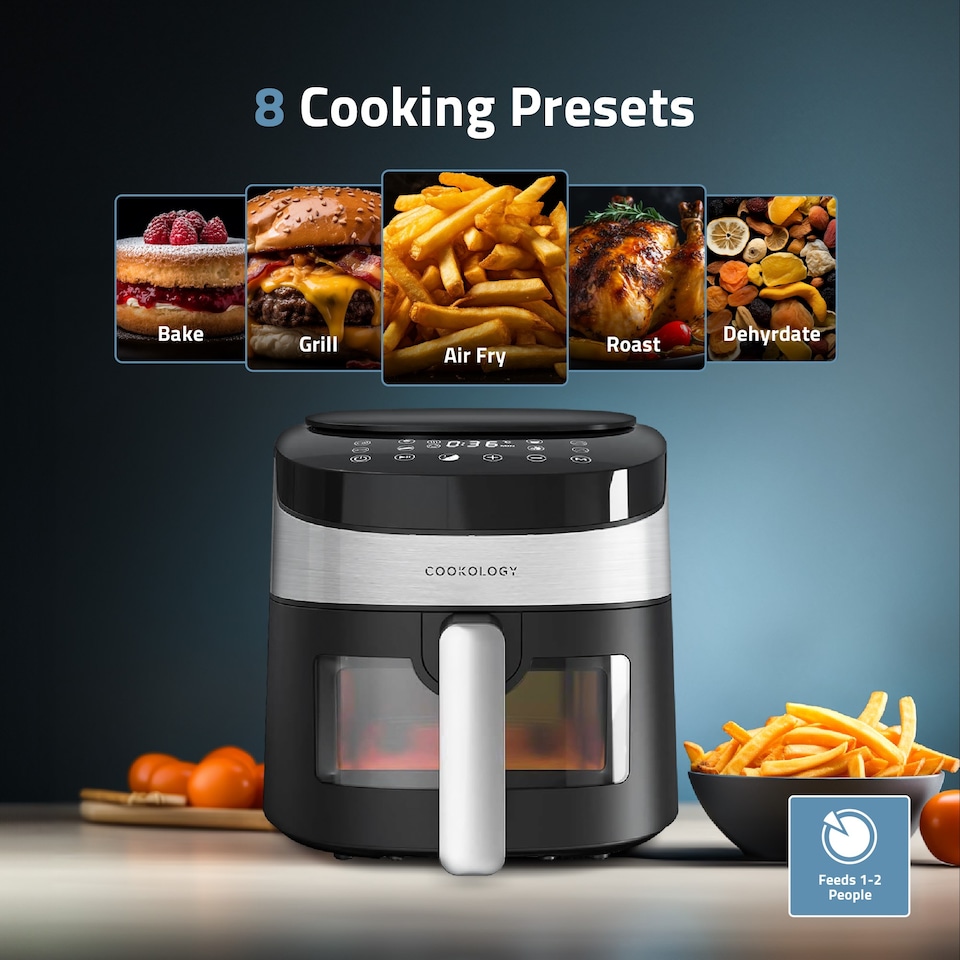 image 1 of Cookology 7.2L Air Fryer with Viewing Window & Digital Control - CAF72DI Black