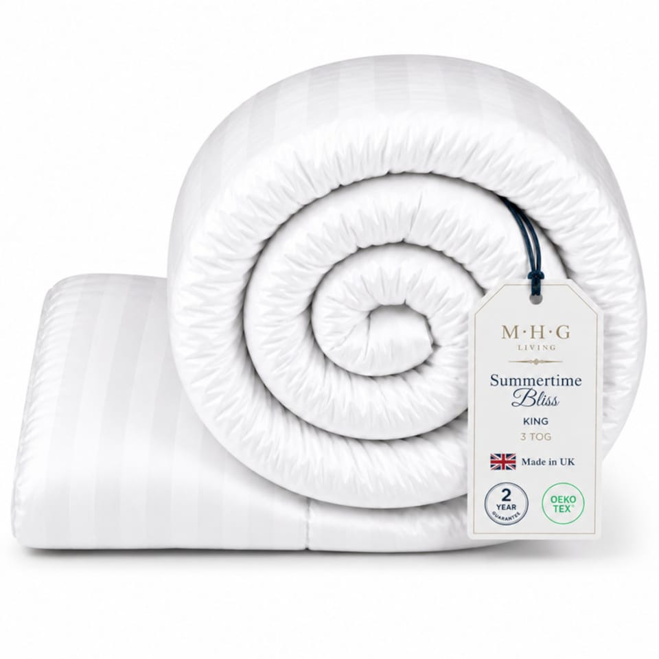 image 1 of MHG Living 3 Tog Summer Duvet – Lightweight Cooling Hollowfibre Quilt for Hot Sleepers|White|King