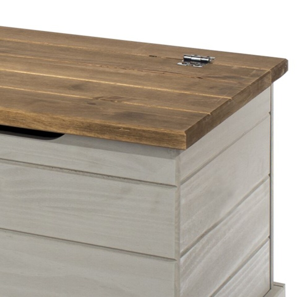 image 1 of Corona Storage Trunk - Solid Pine Construction with Metal Hardware and Practical Bedroom or Living Room Storage | Grey | Grey Wax | One Size | 1