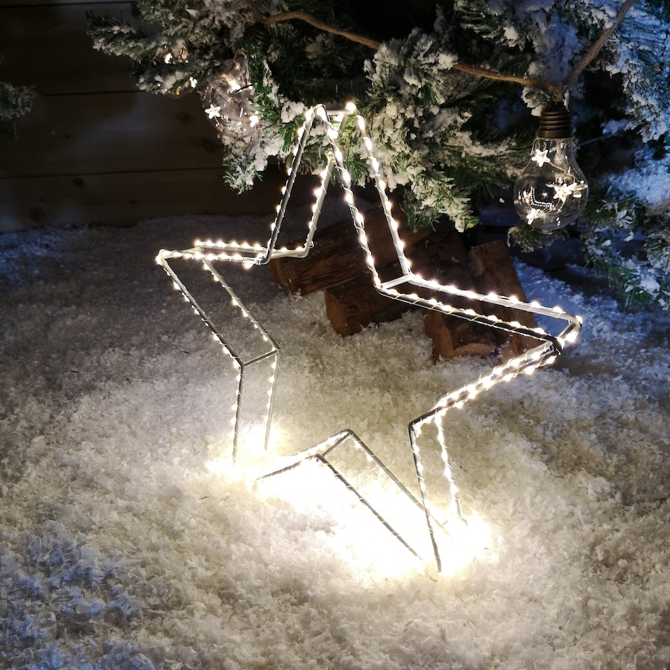 image 1 of 38cm LED Dewdrop Open Star Indoor Outdoor Christmas Decoration in Warm White