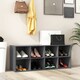 image 8 of COSTWAY 8 Grid Shoe Bench 2 in 1 Shoe Organizer Storage Grey Grey