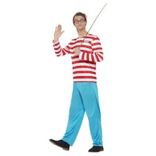Where's Wally? Fancy Dress Costume Adult Mens Small Multi | S