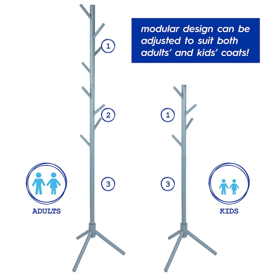 image 1 of Harbour Housewares Free-Standing Wooden Coat Rack - Grey | Grey | Grey | One Size