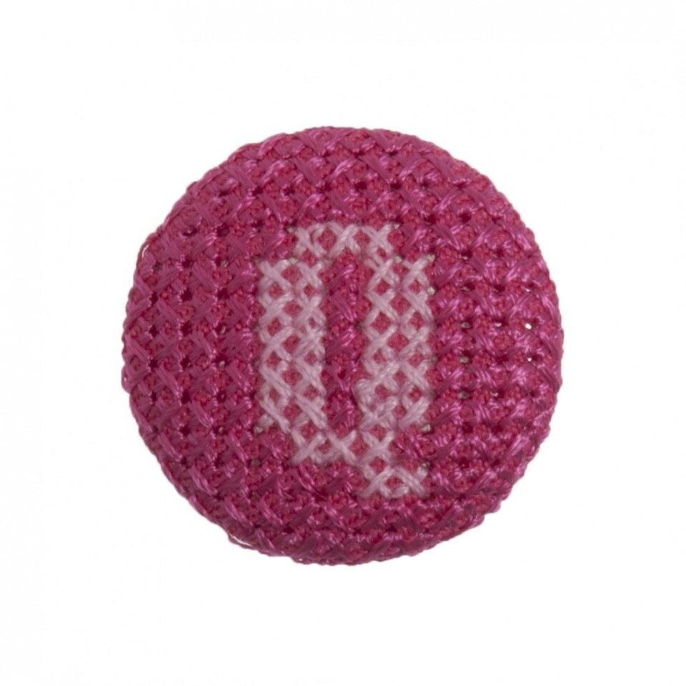 Trimits Pink on Fuchsia Letter Q 25mm Cross Stitch Alphabet Buttons for Dressmaking - each
