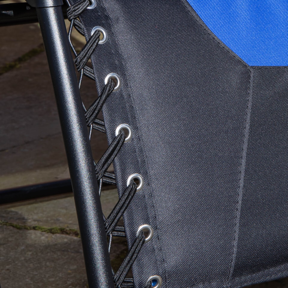 image 1 of Luxury Padded Multi Position Zero Gravity Garden Relaxer Chair Lounger in Blue & Black
