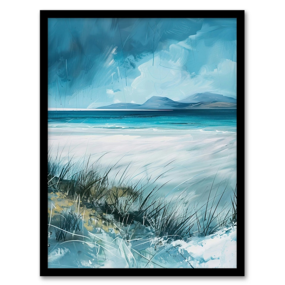 image 1 of Luskentyre Beach Isle Harris Hebrides Home Decor Black Framed Wall Art Print A4