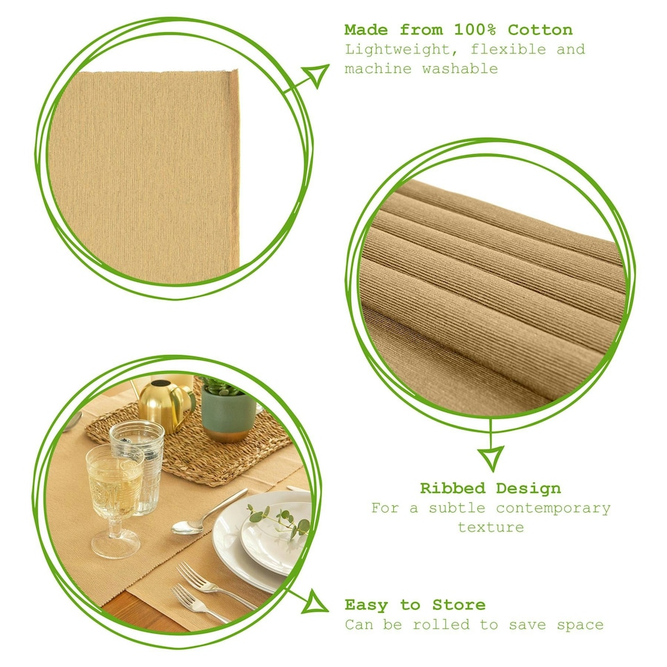 image 1 of Nicola Spring Cotton Fabric Placemats - 45cm x 34.5cm - Beige - Pack of 6 | Cream