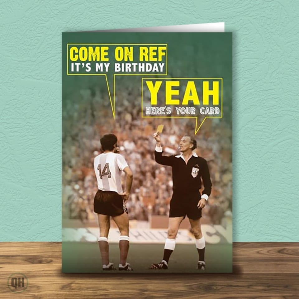 Funny Birthday Card - Football Yellow Card