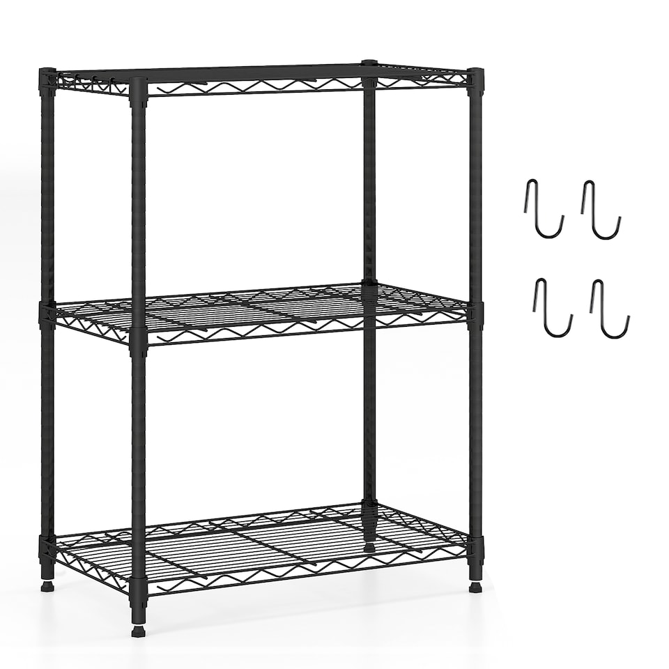 image 1 of COSTWAY 3-Tier Wire Shelving Unit Adjustable Metal Storage Shelves
