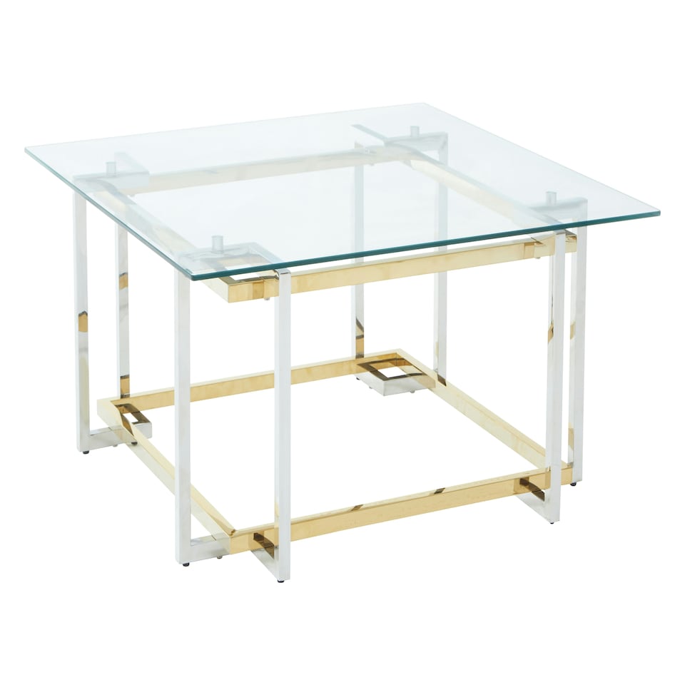 image 1 of Interiors by Premier Glass Top Coffee Table, Gold and Silver Luxury Coffee Table, Modern Style Metal Coffee Table with Glass Top Gold