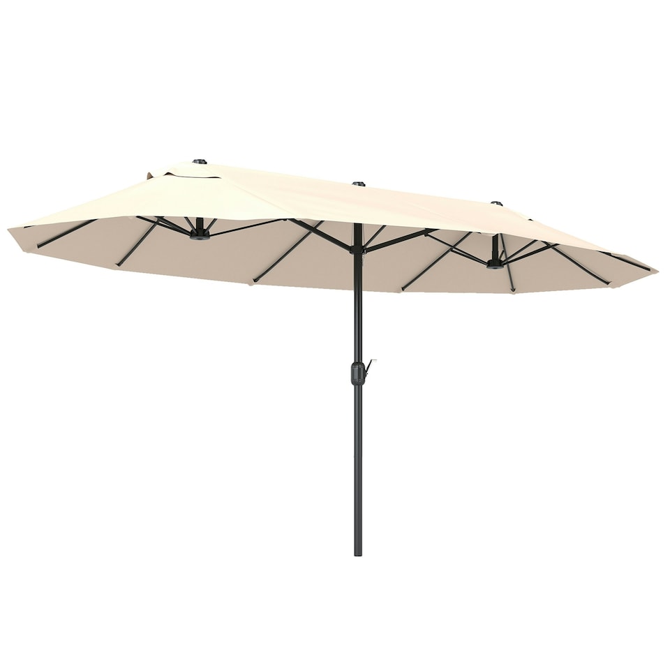 image 1 of Outsunny Sun Umbrella Canopy Double-sided Crank Sun Shade Shelter 4.6M Beige