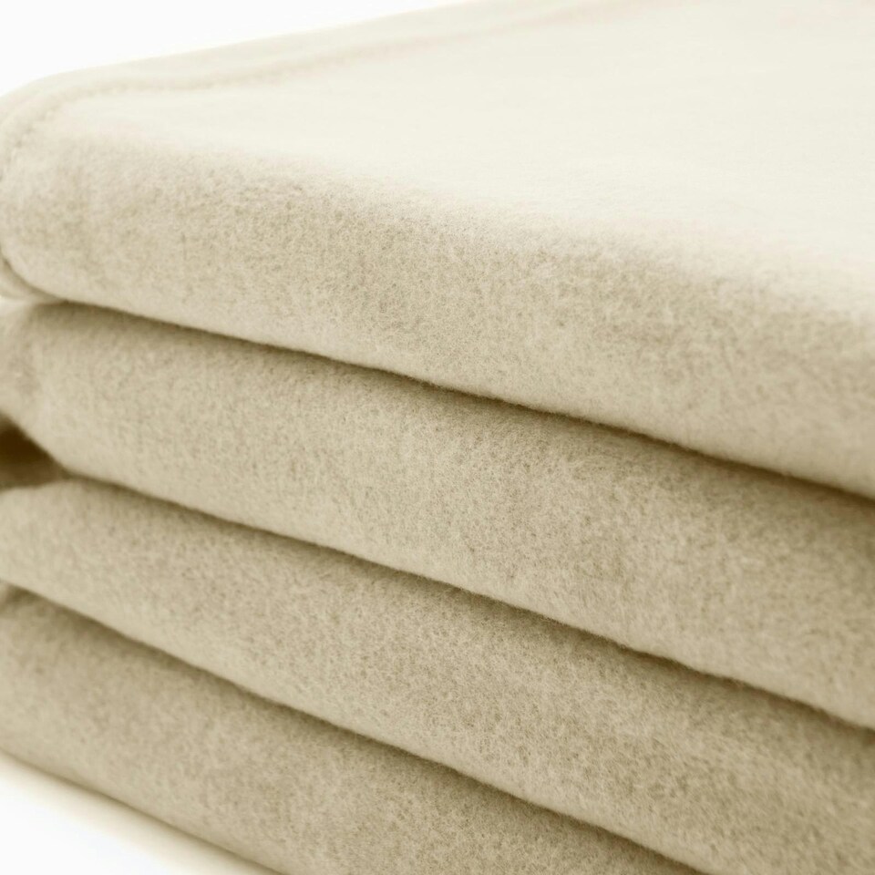 image 1 of OHS Plain Fleece Blanket Bedspread, 125x150cm - Cream