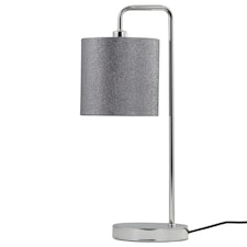 First Choice Lighting Chrome Arched Table Lamp with Grey Glitter Shade Chrome | Grey
