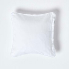 Homescapes Cotton Plain White Cushion Cover - 60 x 60 cm | White | White | 60 x 60 cm