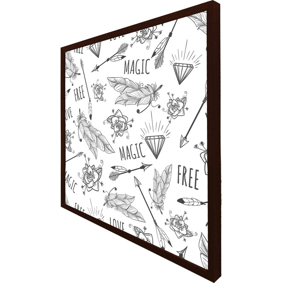 image 1 of Tribal feathers arrows and diamonds (Picture Frame) Brown | XL