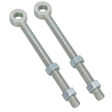 Swing Gate Long Eye Bolts Hinge + Nuts Adjustable Zinc Plated 20 x 250mm 2pc Silver