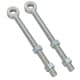image 1 of Swing Gate Long Eye Bolts Hinge + Nuts Adjustable Zinc Plated 20 x 250mm 2pc Silver
