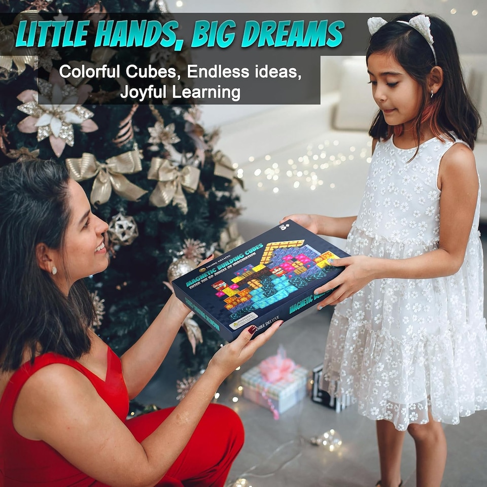 image 1 of Magnetic Cubes for Kids – 3D Building Blocks STEM Toys, Montessori Magnetic Building Blocks for Toddlers, Preschool Learning Toys, Creative Construction Toys for Boys & Girls Ages 3+