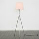 image 1 of ValueLights Camden Chrome Tripod Floor Lamp Pink Taper Shade & Bulb Pink