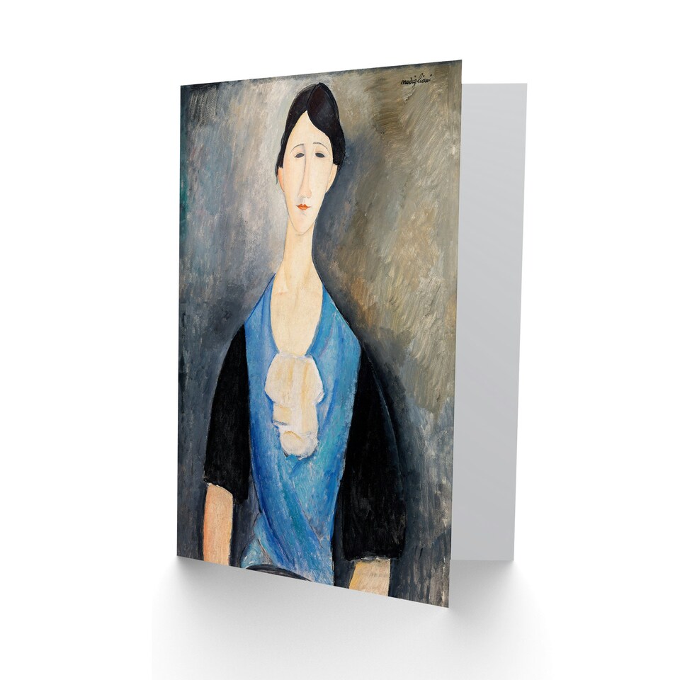 image 1 of Amedeo Modigliani Art Card Young Woman in Blue Portrait