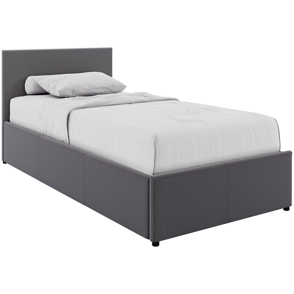 image 1 of Vida Designs Veronica Single Lift Up Linen Ottoman Storage Bed Frame, Dark Grey