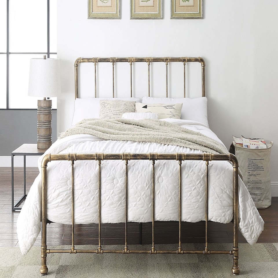image 1 of 5ft King Size Retro bed frame,antique bronze finish,metal pipe,tube design.Rustic,scaffold style. Industrial,