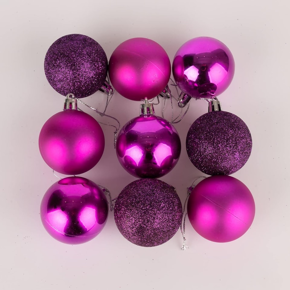 image 1 of 50mm/18Pcs Christmas Baubles Shatterproof Purple,Tree Decorations