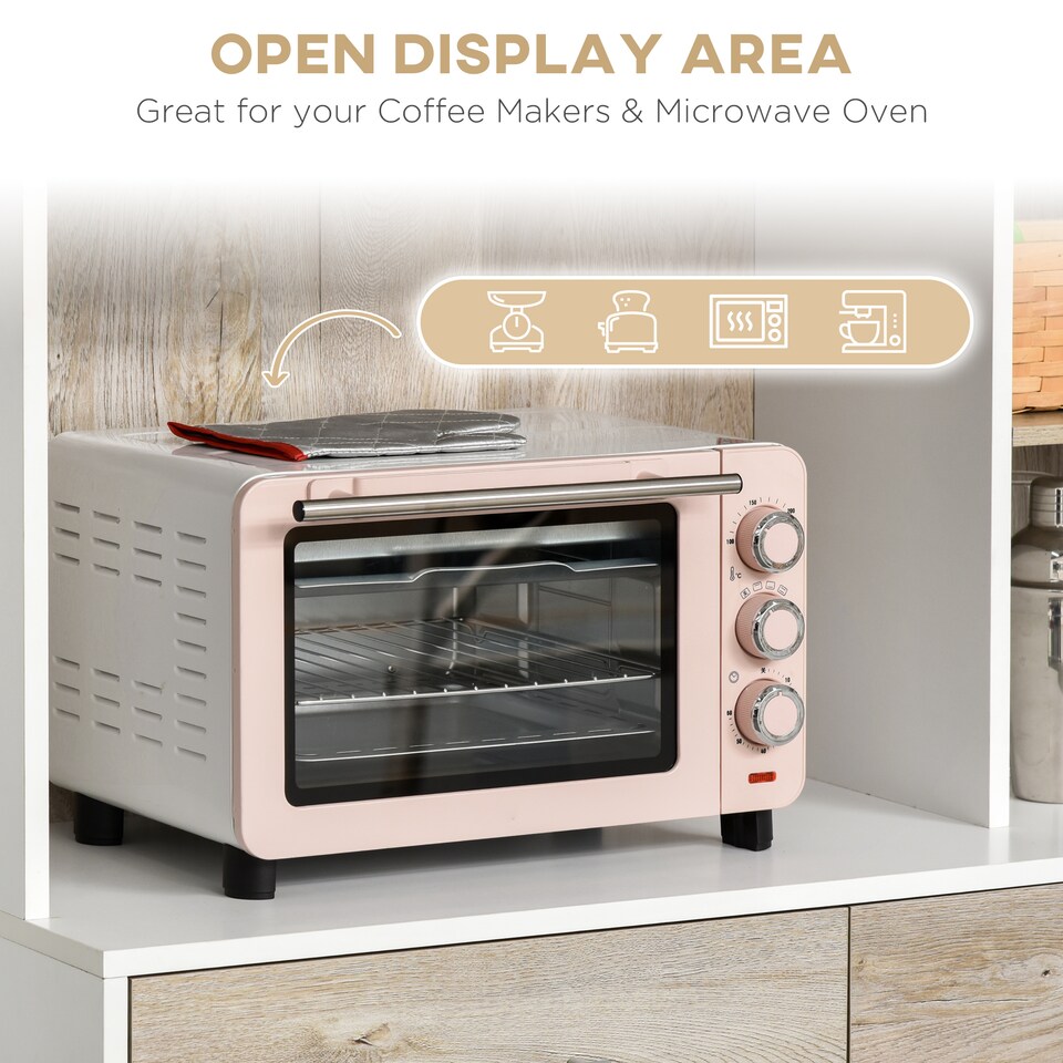 image 1 of HOMCOM Kitchen Cupboard Sideboard Storage Cabinet Unit with Counter Top, Adjustable Shelves, Drawers for Dining Room, Living Room