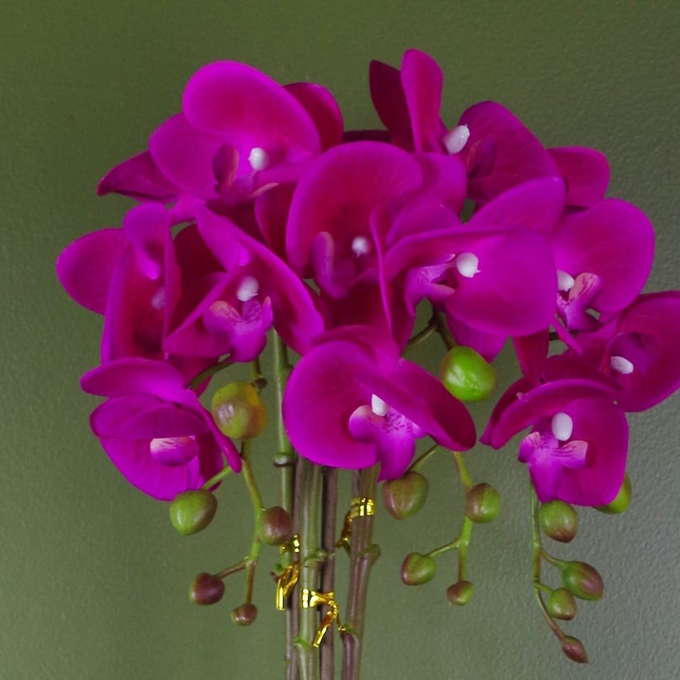 image 1 of 52cm Artificial Orchid Large - Dark Pink / Silver