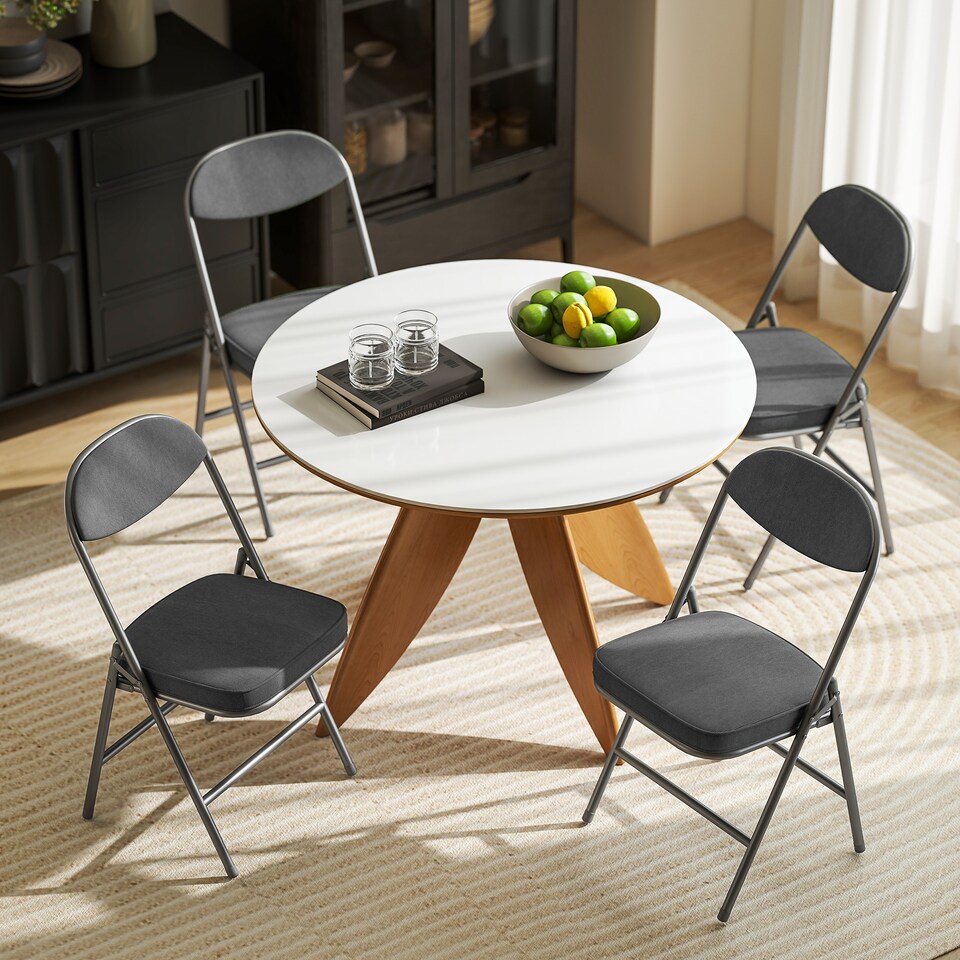image 1 of HOMCOM Folding Chairs Set of 4 with Cushioned Seat, Steel Frame
