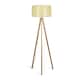 image 3 of ValueLights Light Wood Tripod Design Floor Lamp With Cream Woven Rattan Wicker Effect Shade