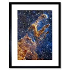 NASA Webb Space Pillars of Creation Eagle Nebula 9x7" Black Framed Wall Art Print