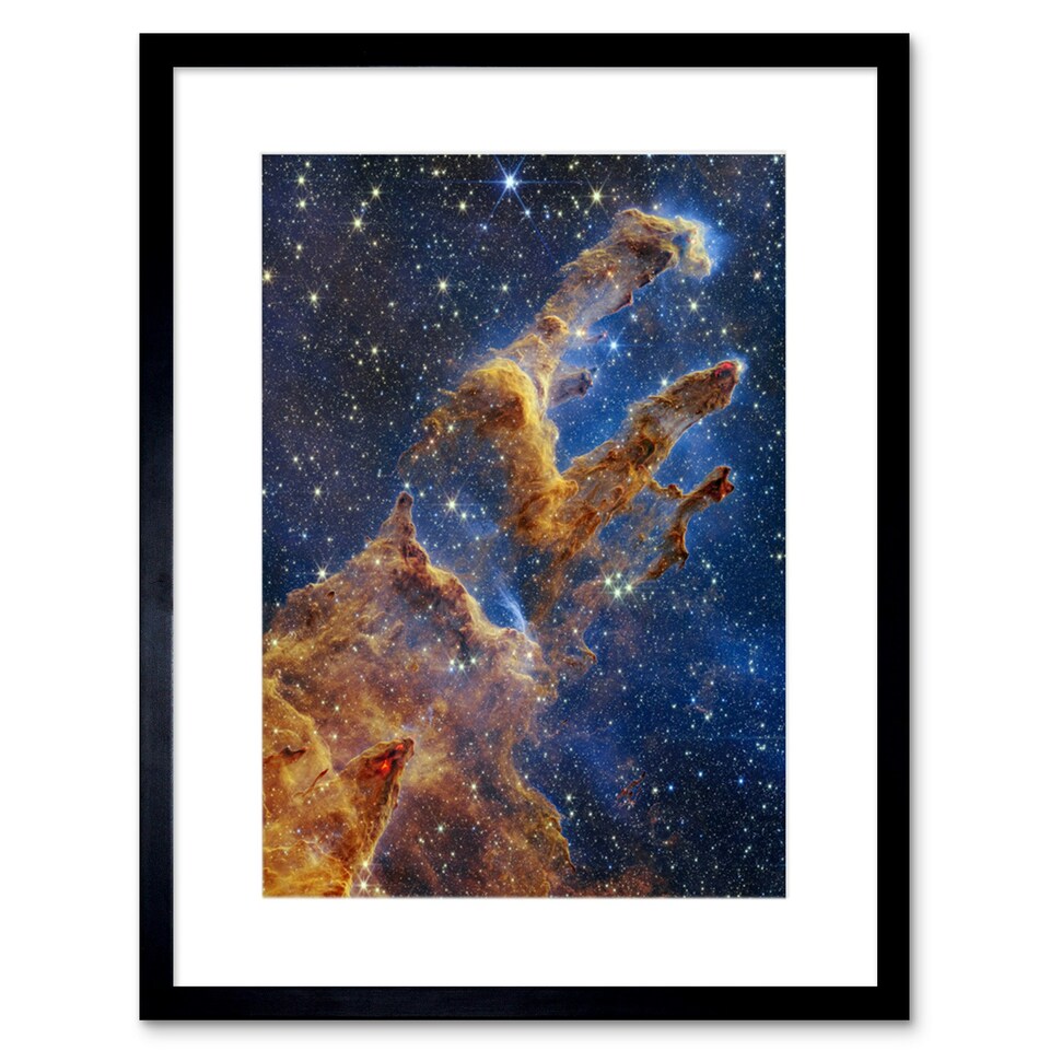 image 1 of NASA Webb Space Pillars of Creation Eagle Nebula 9x7" Black Framed Wall Art Print