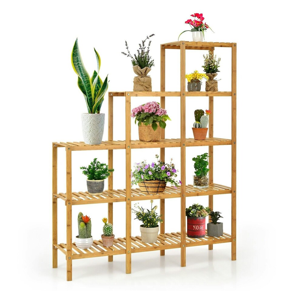 image 1 of COSTWAY 5-Tier Plant Holder Stand Shelf Storage Organizer Brown