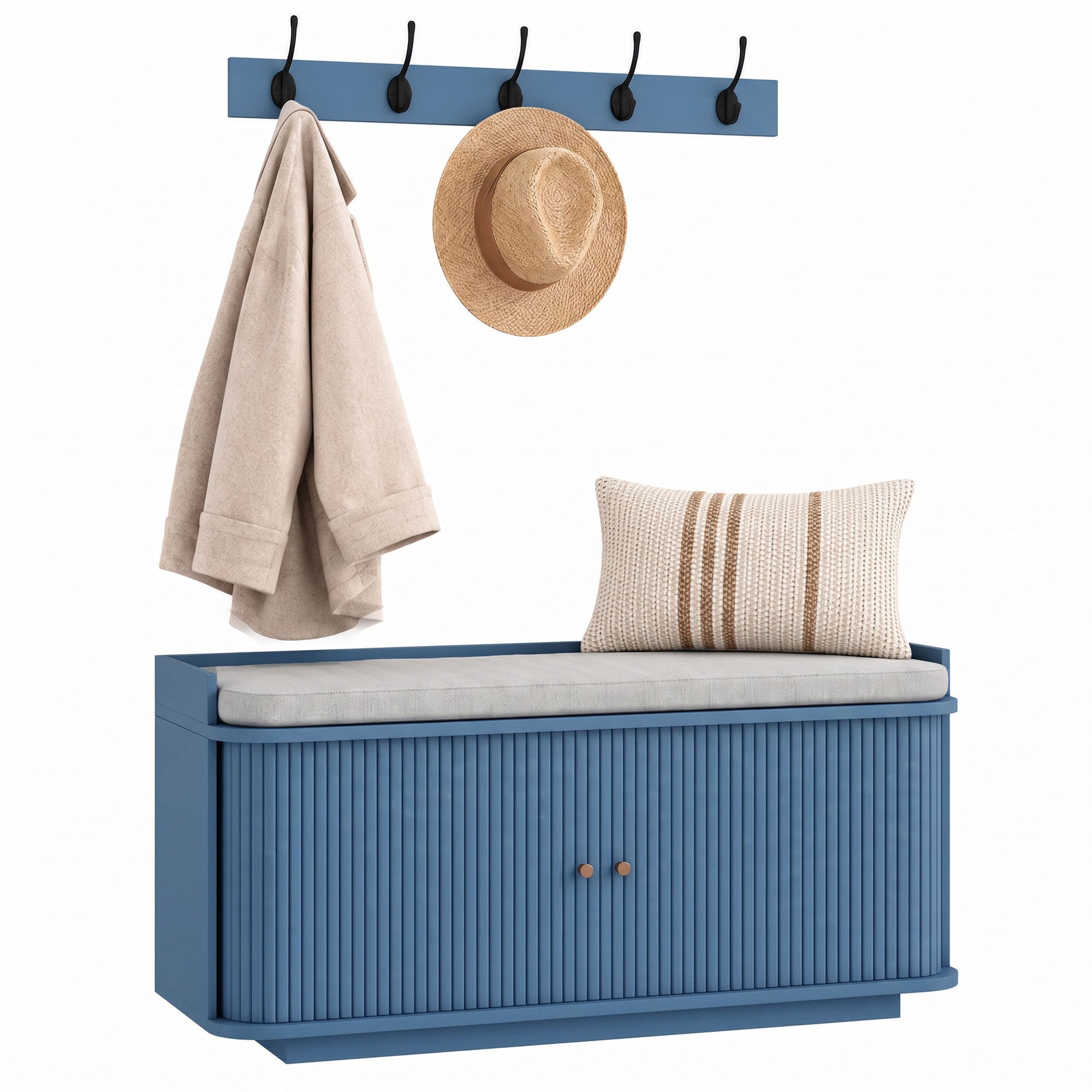 HOMCOM Hallway Furniture Set with Shoe Bench and Coat Rack