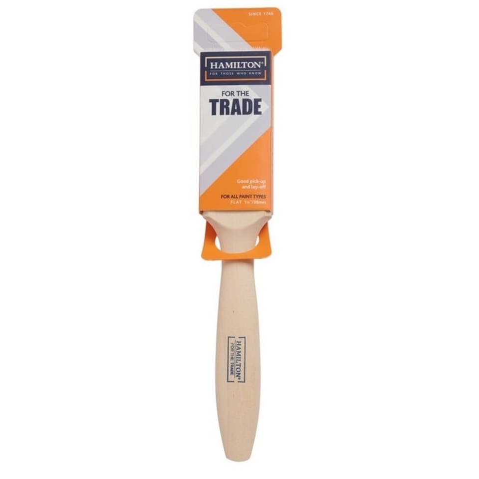 Hamilton For The Trade Flat Paint Brush - Orange/White - 1in