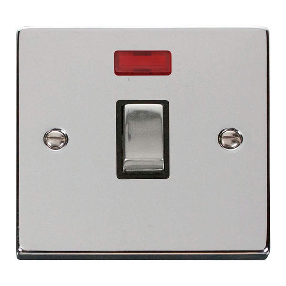 SE HOME Polished Chrome 1 Gang 20A Ingot DP Switch With Neon Chrome Polished Chrome
