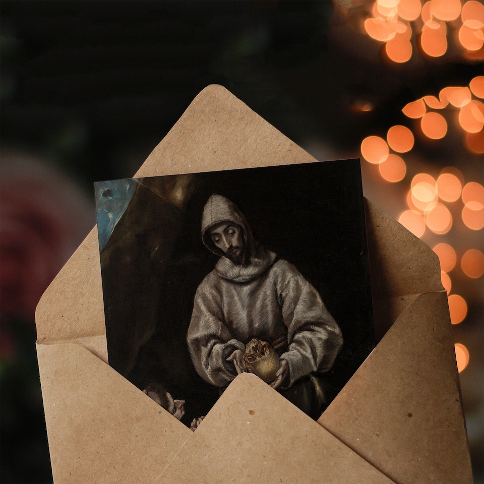 image 1 of El Greco Art Card St Francis and Brother Leo Meditating on Death